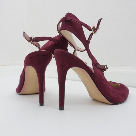 Marc Fisher Burgundy Suede Ankle Strap 4" Heel Pointed Toe Size 8 High Heel Shoe - Picture 3 of 9